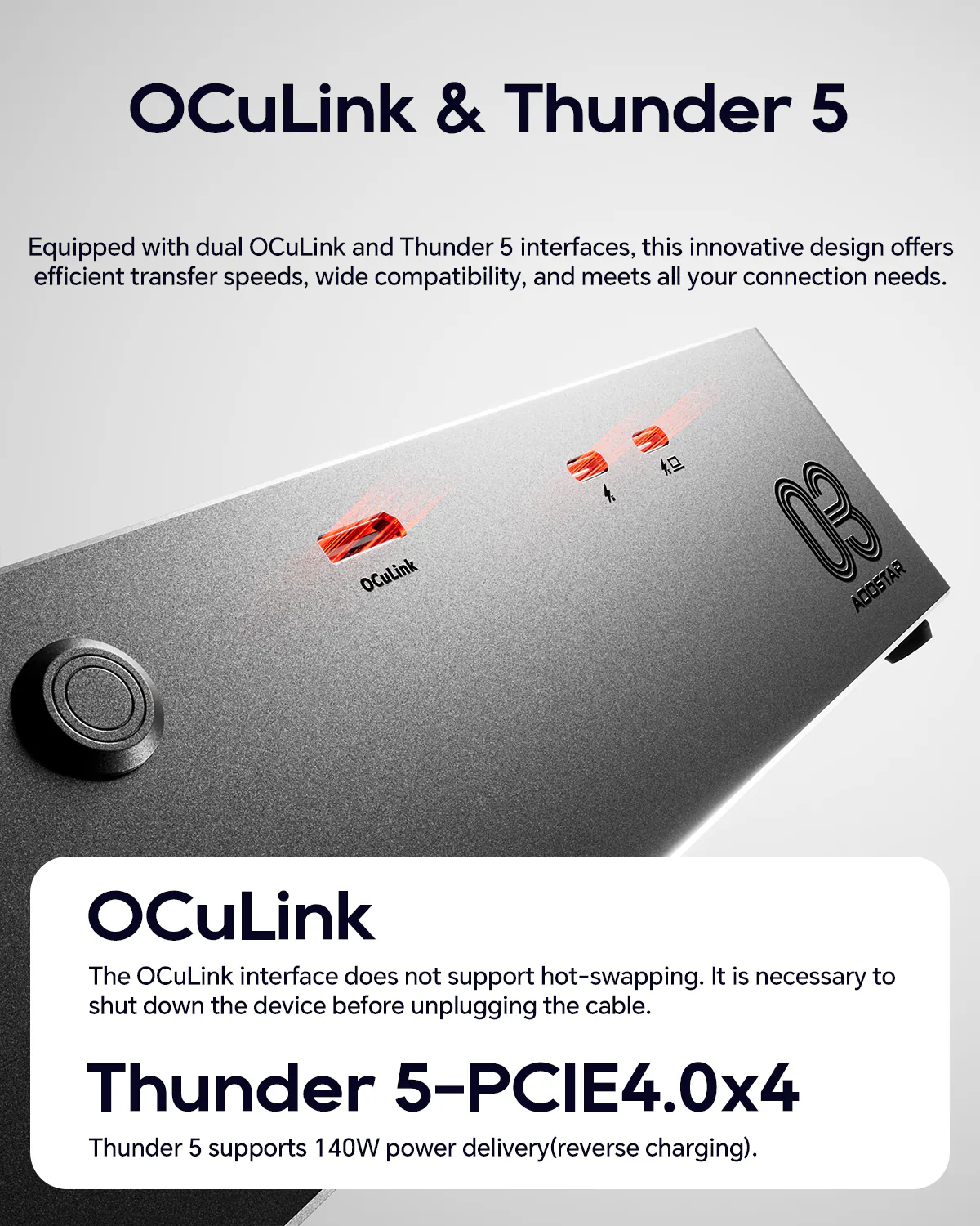 อุปกรณ์ต่อการ์ดจอแยก aoostar ag03 egpu dock oculink dual usb5 (thunderbolt 5) built in 800w us plug อุปกรณ์ต่อการ์ดจอแยก aoostar ag03 egpu dock oculink dual usb5 (thunderbolt 5) built in 800w us plug