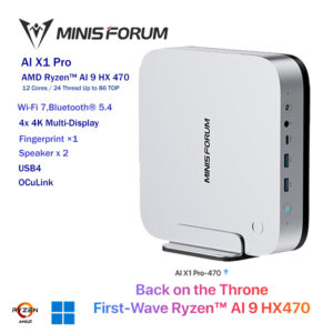 minisforum ai x1 pro zen 5 ryze ai 9 hx 470 / wi fi 7 / 2.5gbe / bluetooth 5.4 / 4x 4k multi display