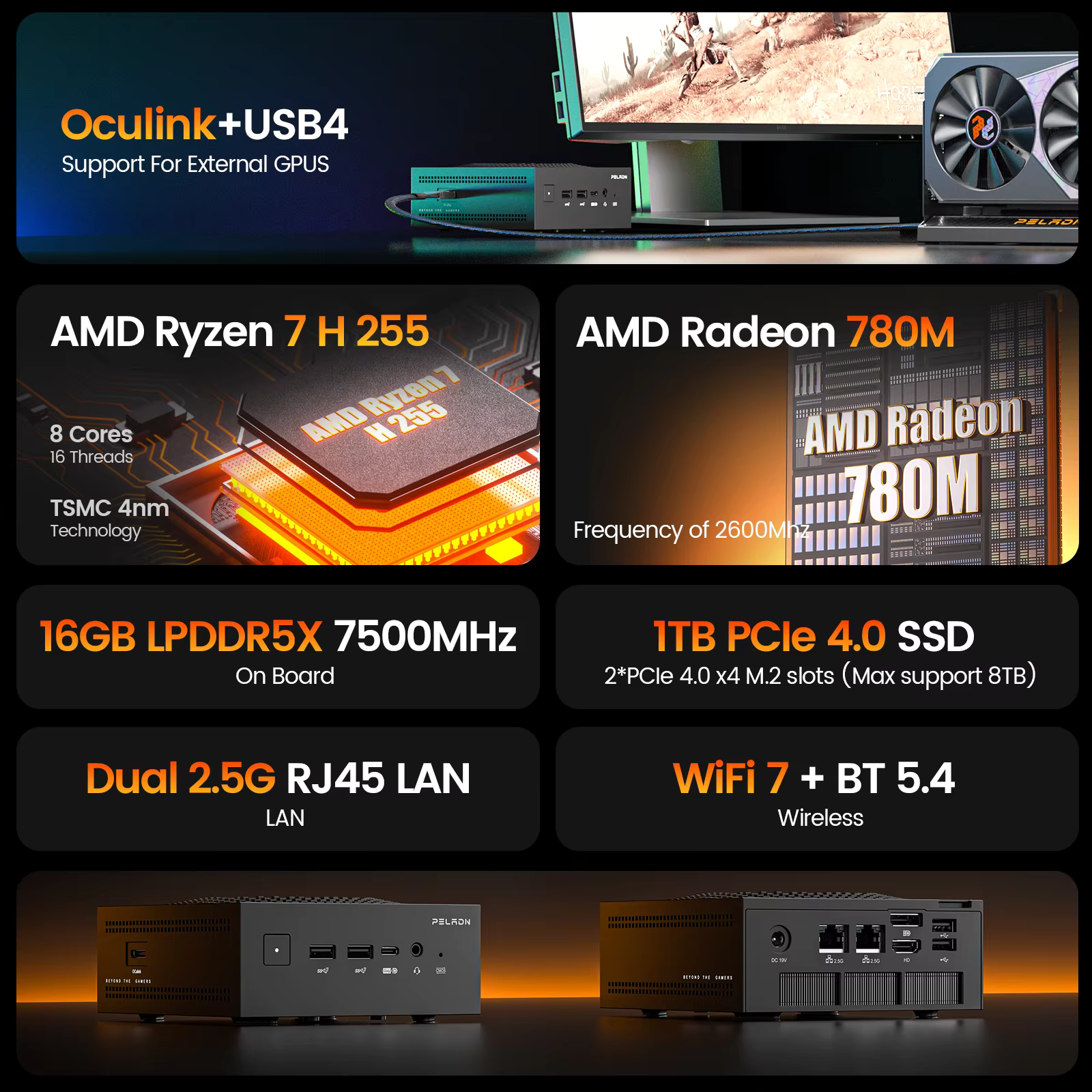 คอมพิวเตอร์ขนาดเล็ก mini pc peladn ho5 ryzen 7 h255 ai empowered smart new ram lpddr5x wifi 7 คอมพิวเตอร์ขนาดเล็ก mini pc peladn ho5 ryzen 7 h255 ai empowered smart new ram lpddr5x wifi 7