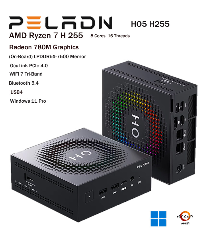 คอมพิวเตอร์ขนาดเล็ก mini pc peladn ho5 ryzen 7 h255 ai empowered smart new ram lpddr5x wifi 7 คอมพิวเตอร์ขนาดเล็ก mini pc peladn ho5 ryzen 7 h255 ai empowered smart new ram lpddr5x wifi 7
