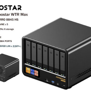 nas host mini pc aoostar wtr max device with ryzen 7 8845hs 6+5 drive bays oulink+usb4+sfp+