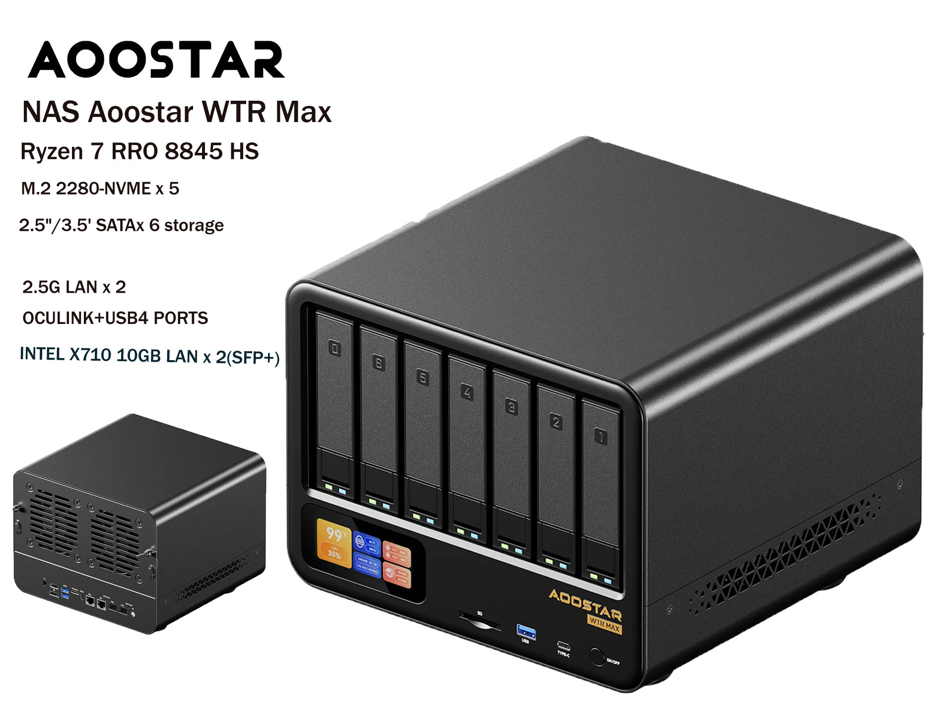 nas host mini pc aoostar wtr max device with ryzen 7 8845hs 6+5 drive bays oulink+usb4+sfp+ nas host mini pc aoostar wtr max device with ryzen 7 8845hs 6+5 drive bays oulink+usb4+sfp+