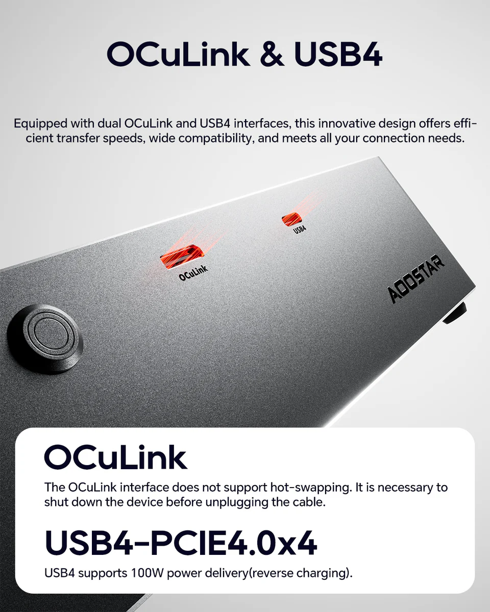 อุปกรณ์ต่อการ์ดจอแยก aoostar ag02 egpu dock oculink usb4 port built in 800w powersupply us plug อุปกรณ์ต่อการ์ดจอแยก aoostar ag02 egpu dock oculink usb4 port built in 800w powersupply us plug
